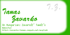 tamas zavarko business card